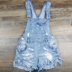 Rue 21 distressed Jean short overalls size 0